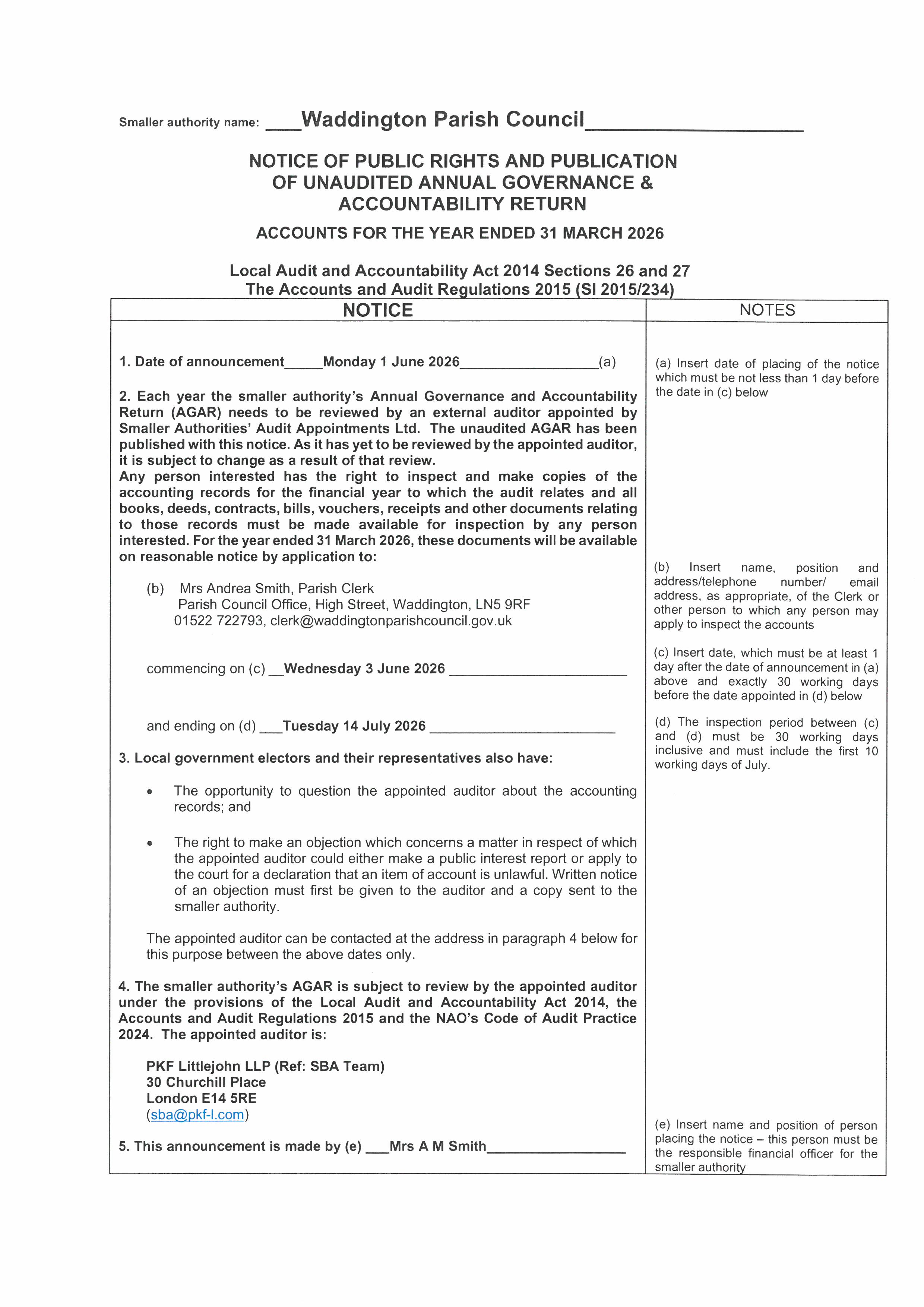 Unaudited accounts
